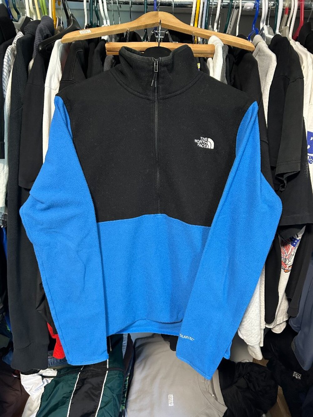 The North Face Polartec Blue and Black Hiking Outdoor Gorpcore Fleece - S Men's